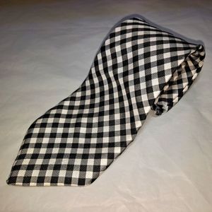 Chaps 💯 Silk Men's Necktie 57-60" x 3.5" Black/White Grid Pattern